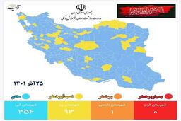 جدیدترین رنگبندی کرونایی شهرهای کشور+عکس