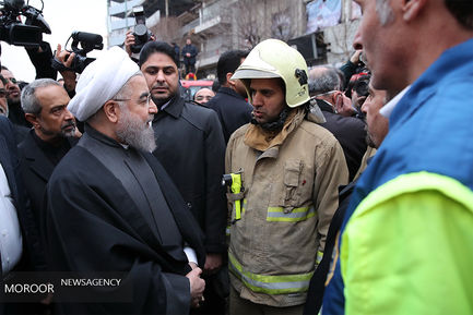 بازدید رییس جمهور از محل حادثه ساختمان پلاسکو 