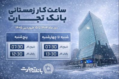 ساعت کاری جدید شعب بانک تجارت اعلام شد