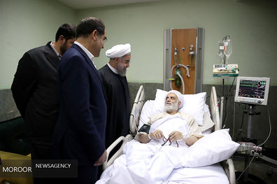 عیادت رییس جمهوری از حجت الاسلام و المسلمین قرائتی و بیماران بستری دربیمارستان‌ خاتم الانبیا(ص)