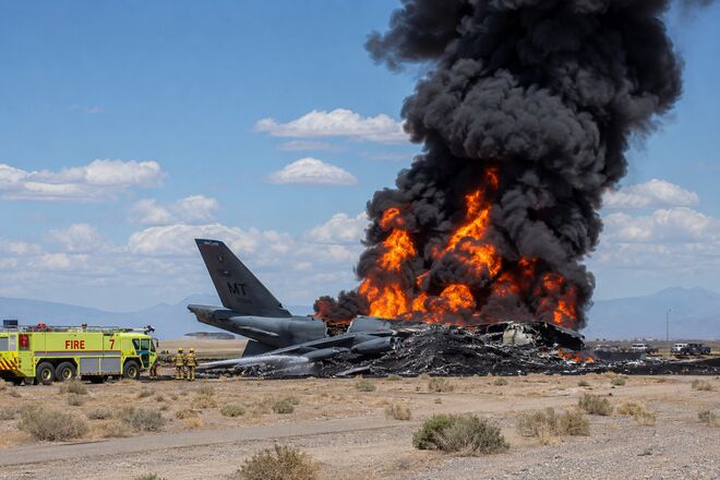 سقوط مرگبار بمب‌افکن B-52 آمریکا در کالیفرنیا