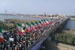 طنین شعار مرگ بر آمریکا در راهپیمایی 22 بهمن مردم خوزستان