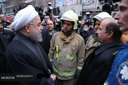 بازدید رییس جمهور از محل حادثه ساختمان پلاسکو 