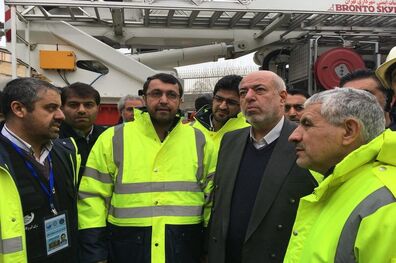 حضور وزیر نیرو در محل حادثه پلاسکو