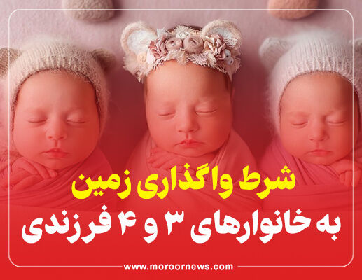 اینفوگرافیک/شرط واگذاری زمین به خانوارهای 3 و4 فرزندی