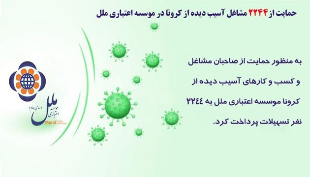 حمایت از 2244 مشاغل آسیب دیده از کرونا در موسسه اعتباری ملل