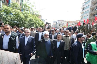 رئیس جمهور در راهپیمایی روز قدس شرکت کرد