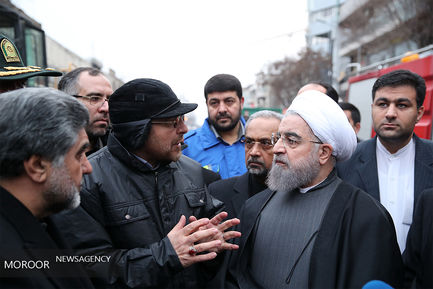 بازدید رییس جمهور از محل حادثه ساختمان پلاسکو 