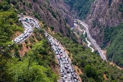 ترافیک سنگین در محور چالوس مسیر جنوب به شمال 