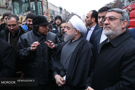 بازدید رییس جمهور از محل حادثه ساختمان پلاسکو 
